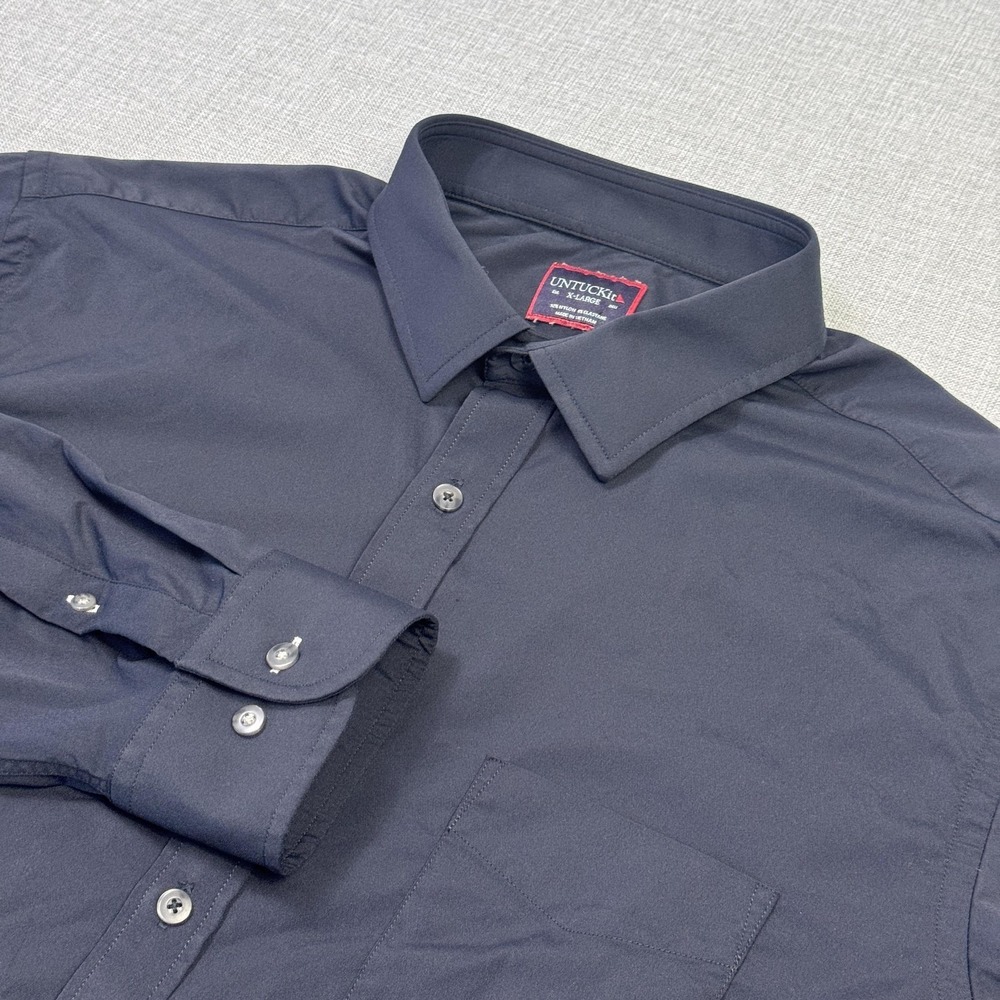 UNTUCKit Button-Up Dress Shirt Mens XL Black Nylon Elastane Long Sleeve Stretch